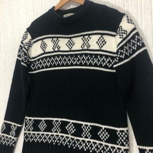 Alexander's Fair Isle Sweater Knit Pullover Crew Neck Patterned Black Size‎ M
